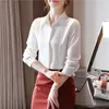 Klassieke chiffon blouse vrouwelijke vrouwen shirt elegante witte losse lange mouwen shirts dame eenvoudige stijl tops kleding Blusas 10857 210521