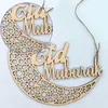 1 pièces décoration du Ramadan pour la maison en bois Eid Mubarak Plaque lune Islam musulman pendentif suspendu fournitures en bois creux Y0730
