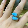 Hochwertiger natürlicher Larimar-Ring aus 925er-Sterlingsilber für Damen, Schmuck, Verlobung, Hochzeit, als Geschenk