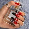 Gradient Red Ombre Nails Extra Long Press on Nail Glossy Square Coffin Full Cover Acrylic False Fingernail Tips