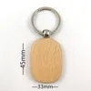 Kreativ Trä Keychain Verktygskedjor Round Square Rectangle Shape Blank Wood Key Rings DIY Hållare Gåvor