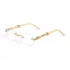 デザイナーサングラスレトロアイグラスフレームレス装飾用ゴールデンシルバーグレーブラウングラスバルク全体ブランド眼鏡フレームM323r