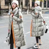 Femmes hiver doudoune manteau à capuche chaud brillant dames longues Parkas surdimensionné bouffant imperméable neige manteaux 211008