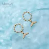 925 Sterling Silver Round And Mermaid Tail Stud Earrings for Women Gold Color Korean Ear Jewelry 210707