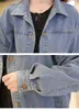 Aelegantmis höst korta kvinnor denim jacka lapel retro lös långärmad kvinnlig jeans jackor casual damer coat outwear 210607