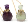 21XL0023 chaîne en acier inoxydable parfum bouteille d'aromathérapie collier pendentif en pierre naturelle