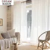 Chiffon White Sheer Curtain for Living Room Tulle Curtain Bedroom Kitchen Window Treatment Finished Voile Drape Decoration 210712