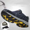 Модная сталь ноги для безопасности рабочие ботинки Мужские модные летние дышащие проскальзывание на повседневных ботинках Мужчина по страхованию труда.