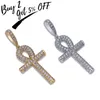 TOPGRILLZ Solid Back Ankh Cross Collana Uomo Hip Hop Collane con ciondolo Iced Out AAA + Bling CZ Stone Regali Drop 220217