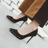 Kleidschuhe Damen 2021 Frühling High-Heeled Thin Heel Koreanische Version Allround Sexy Rivet Light Mouth Black Professional Si