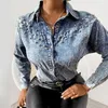 Women's Blouses & Shirts 2021 Summer Women Casual Fashion Tops Turn-down Collar Long Sleeve Blouse Beaded Button Design Denim Shirt For Teen