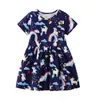 Jumping Meters Brand Princess Unicorns Dresses Girls Baby Clothing Summer Animals Print Cotton Children's Party Dress girls 210529