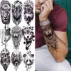 Tiger Black Tribal Totem tijdelijke tattoo voor mannen vrouwen kinderen nep wolf panda leeuw death schedel tattoo sticker geometrische arm tatos1129884