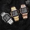 Men'S Square Analog Digital G Shok Watches Stainless Steel Men Bracelet Watch Gshock 50m Waterproof Outdoor Multifunction Wri243z