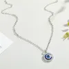 Blue Evil Eye Colares Luxo Cristal Strass Pingente Redondo Clavícula Colar Prata Ouro Gargantilha Jóias Moda Charme Lucky Turkey Devil Eyes Presentes de Natal