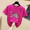Koreansk stil Kvinnors bomull Kortärmad T-shirt Sommar Tee Girls Ladies Pullover Casual Toppar Tees A2548 210428