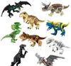 2021 Dinossauro World T-Rex Polar Bear Raptor Triceratops Carnotaurus Pterossauro Indominus Rex Figura Big Building Blocks Ação Figura Brinquedo