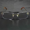 ファッションメンズアウトドアサングラスリムレスクリアアイフレームメンズ透明な光学スペクタクルメタルデイスナーアイウェア充填処方メガネ