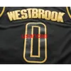 Alle borduurwerk nr. 0 Westbrook Black Gold Edition Basketball Aangepast Herenjongeren Voeg elke nummernaam XS-5XL 6XL Vest toe