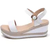 YAERNI Women Flat Platform Sandals Shoes Leather Buckle T Strap Basic Sandals Shoe Elagant Office Summer High Heels Shoes 210624