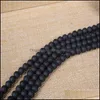Sten lösa pärlor smycken dl polska matta svarta onyx agates runda naturliga 15 "sträng 4 6 8 10 12 14mm för DIY gör droppleverans 2021 cyms
