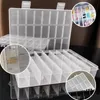 Naaiende noties Tools Praktijk 24 Roosters Compartiment Plastic Opbergdoos Sieraden Oorbel Kraal Schroefhouder Case Display Organizer Container