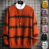 Imprimir Suéters Homens Colorblock Patchwork Outono Sweater Mens Pulôver Casual Quente Estilo Coreano Splice Splice Puxar Streetwear 210524