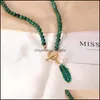 Collane con ciondolo Pendenti con ciondoli Gioielli Lega di malachite Foglie Perla Goccia di olio Collana da donna Moda retrò Colore verde Pietra Aessories Wholesal