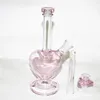 9 tum vackert hjärtaformat glas bong vatten rör vattenpipa 14mm kvinnlig gemensam rökrör dab rigg med rosa kärlek torr ört skål kvarts banger naglar