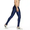 Sexy casual Compress Fitness Long Johns Shapewear Men's Stretch Workout Nylon solid Silver Tights Lounge Pants Home and Out Door 210715