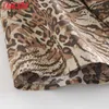 Tangada Spring Femmes Femmes Animal Print Robe Route Fermeture à glissière Maison Lâche Mini Robe Vestidos QW28 210609