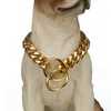 Strong Cut Curb Cuban Link 316L Stainless Steel Gold Tone Dogs Chain Pet Collar Choker Necklace 12-32" Chokers