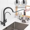 Onyzpily gru filtrata nera opaca per cucina estraibile spray 360 rotazione filtro acqua rubinetto doppia modalità acqua lavello cucina rubinetto 210724