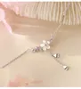 Zilveren Crystal Shell Cherry Blossoms Charm Ketting voor Vrouwen Choker Collares Bruiloft Sieraden