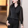 Kant ruches chiffon shirts dameskleding 2022 lente herfst nieuwe kantoor dame lange mouw truien vintage elegante blouses 4XL