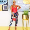 Kliou Tassel Print Foot Pants Women Medium Waist Skinny Body-shaping Leggings Fashion Sexy Punk Style Female Trousers 210925