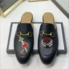 2022- Men Women Designer Loafers Metal Buckle Snake Pattern Genuine Leather Princetown Lace Velvet Slippers Ladies Casual Mules