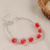 Brins de perles à la mode Simple dames rouge cristal couleur argent perles de verre à la main brin bracelets pour femme fête bijoux cadeau Fawn22