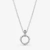 100% 925 Sterling Silver Dubbel Circle Hängsmycke Halsband Mode Kvinnor Bröllop Förlovning Smycken Tillbehör För Present