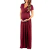 Kvinnors graviditet Kortärmad Klänning V Collar Maternity Lady sundress kläder Vestidos de Mujer Casual Vestido Premama Verano Q0713