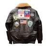 17 etiqueta bordada casual acolchoado couro jaqueta bomber masculina terno de voo TOP GUN