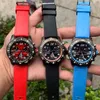 B￤sta kvalitet casual watch Black Dial Vk Battery Chronograph Quartz Movement armbandsur M￤nklockor p￥ orange gummiband DP Factory Super Luminous 2021 Ny modell