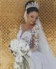 2021 vintage sereia colher vestidos de casamento mangas compridas applique lace up nupcial vestidos de noiva vestido