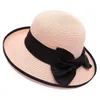 Breda randhattar vilda fascinerande slöja netting sun upf 50 + damer elegant halm hatt kvinnor sommar strand cap fedoras klänning