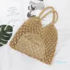 2021 corde tissé à la main sac mode loisirs plage évider épaule stockage fourre-tout tressé sac à main sac à main pour femmes sacs