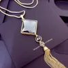 Anhänger Halsketten Mode Geometrie Quadrat Quaste Lange Halskette Für Frauen 2021 Elegante Pullover Großhandel