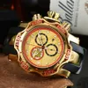 Big Case Mens Watches For Brasilian All Dial Work Chronograph Quartz Movement Watch Rubber Strap Sport Armswatch Gold Color Heavy2589