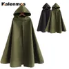 Cape gothique femmes manteau à capuche médiéval Vintage Cape longue Trench Halloween Cosplay Costume pardessus vêtements femmes mélanges de laine