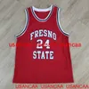 Cucite Paul George Fresno College Retro Brand Red Jersey Nuovo NCAA Custom Men Women Youth Basketball Jersey XS-5XL 6XL