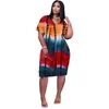 Summer Women Dresses Plus Size 3XL One-piece Dress Casual Tie Dye Knee-Length Bodycon Skirt Short Sleeve V-neck Skirts DHL SHIP 4881